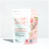 Front of Happy Munch Peach Paradise yogurt cluster packaging on a white background