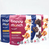 Happy munch Factory snacks naked nuggets and dark choco nuggets on a white background