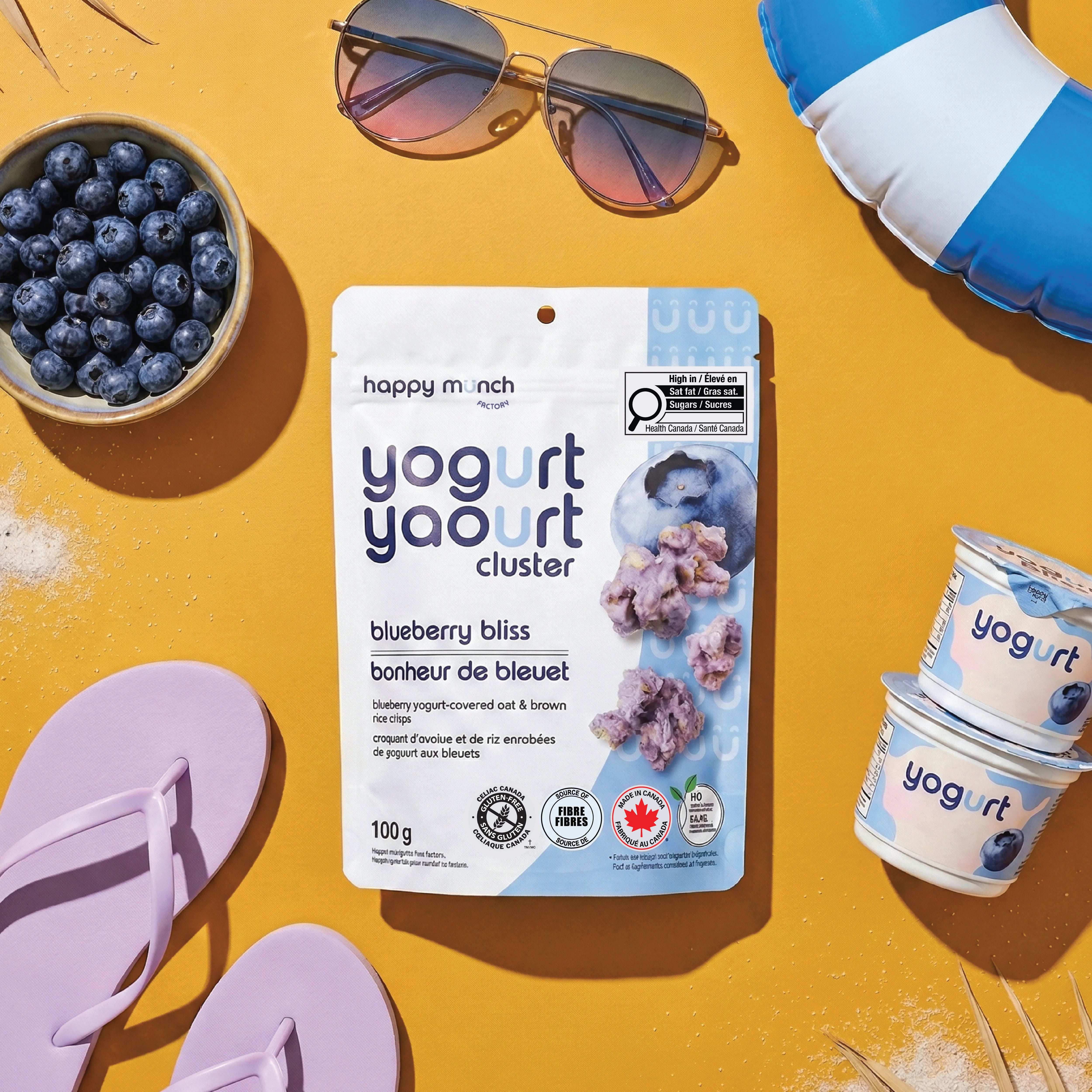 Happy Munch Blueberry Bliss Yogurt Cluster beach