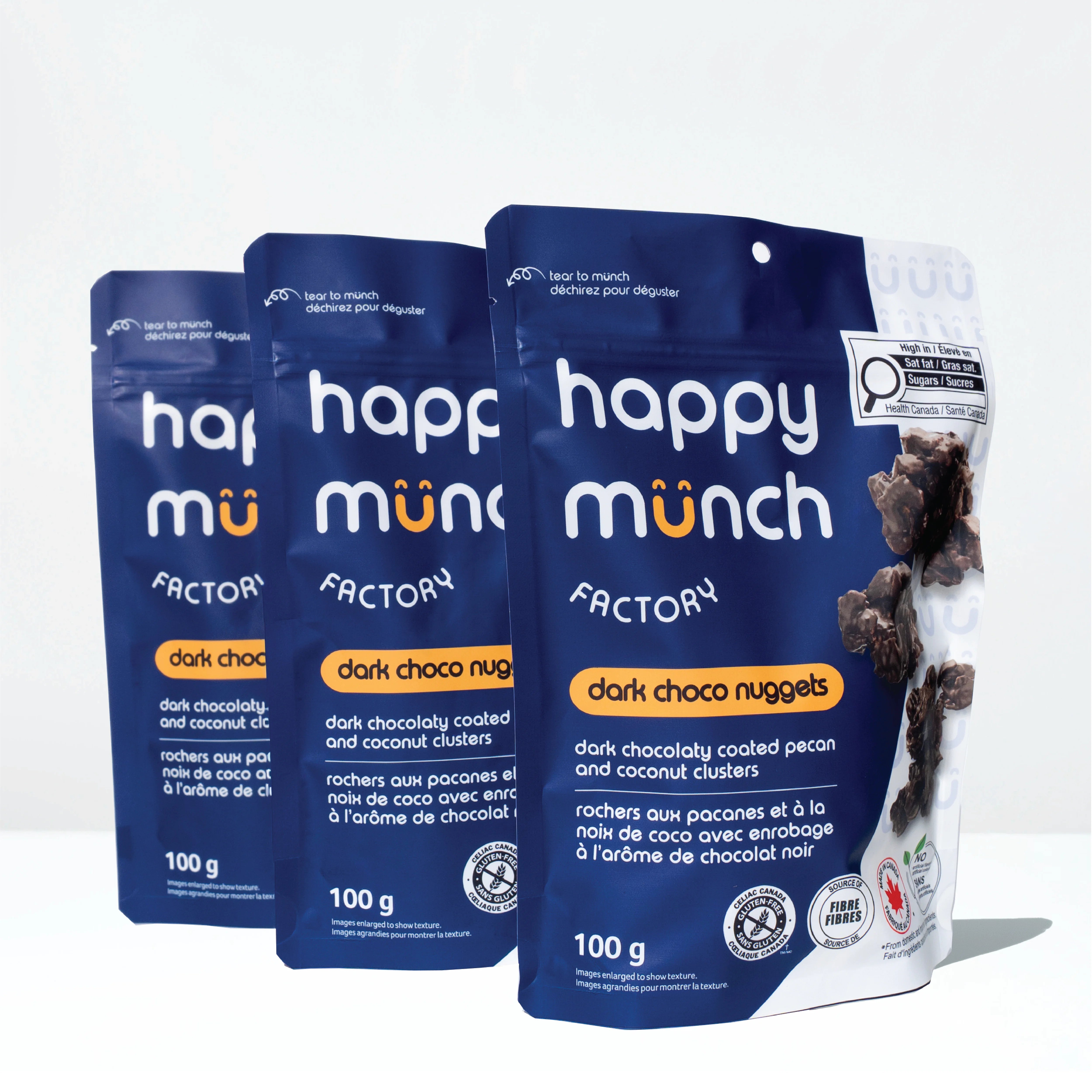 Happy Munch Dark Choco Nugget Pecan Coconut Cluster 3pack