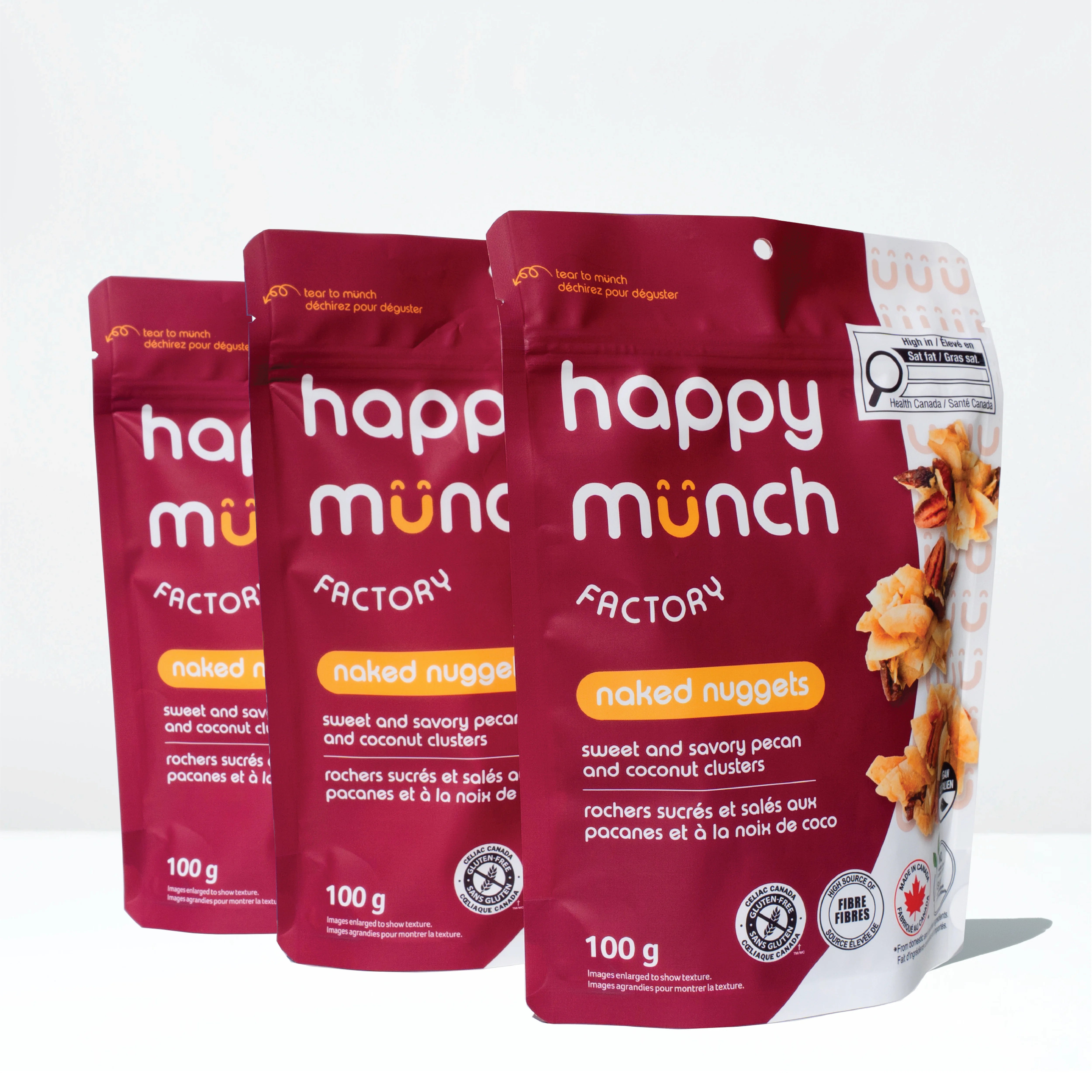 Happy Munch Naked Nugget Pecan Coconut Cluster 3pack