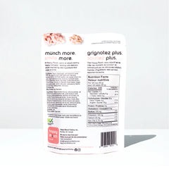 Back of a Happy Munchy Peach Paradise oats and brown rice yogurt cluster packaging