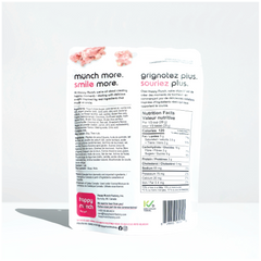 Back of a Happy Munchy Strawberry Splash oats and brown rice yogurt cluster packaging